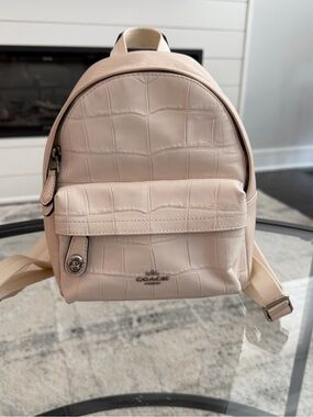 Coach Croc-Embossed Mini Backpack in Ivory